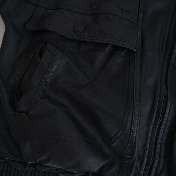 Vintage '80S Sears The Men'S Store Black Zip Up 100% Leather Bomber Jacket L - Picture 9 of 15